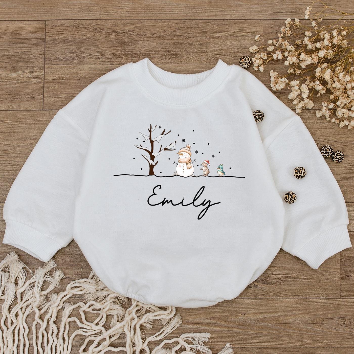 Baby's First Christmas Bodysuit: Adorable Snowman Romper Outfit