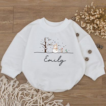 Baby's First Christmas Bodysuit: Adorable Snowman Romper Outfit