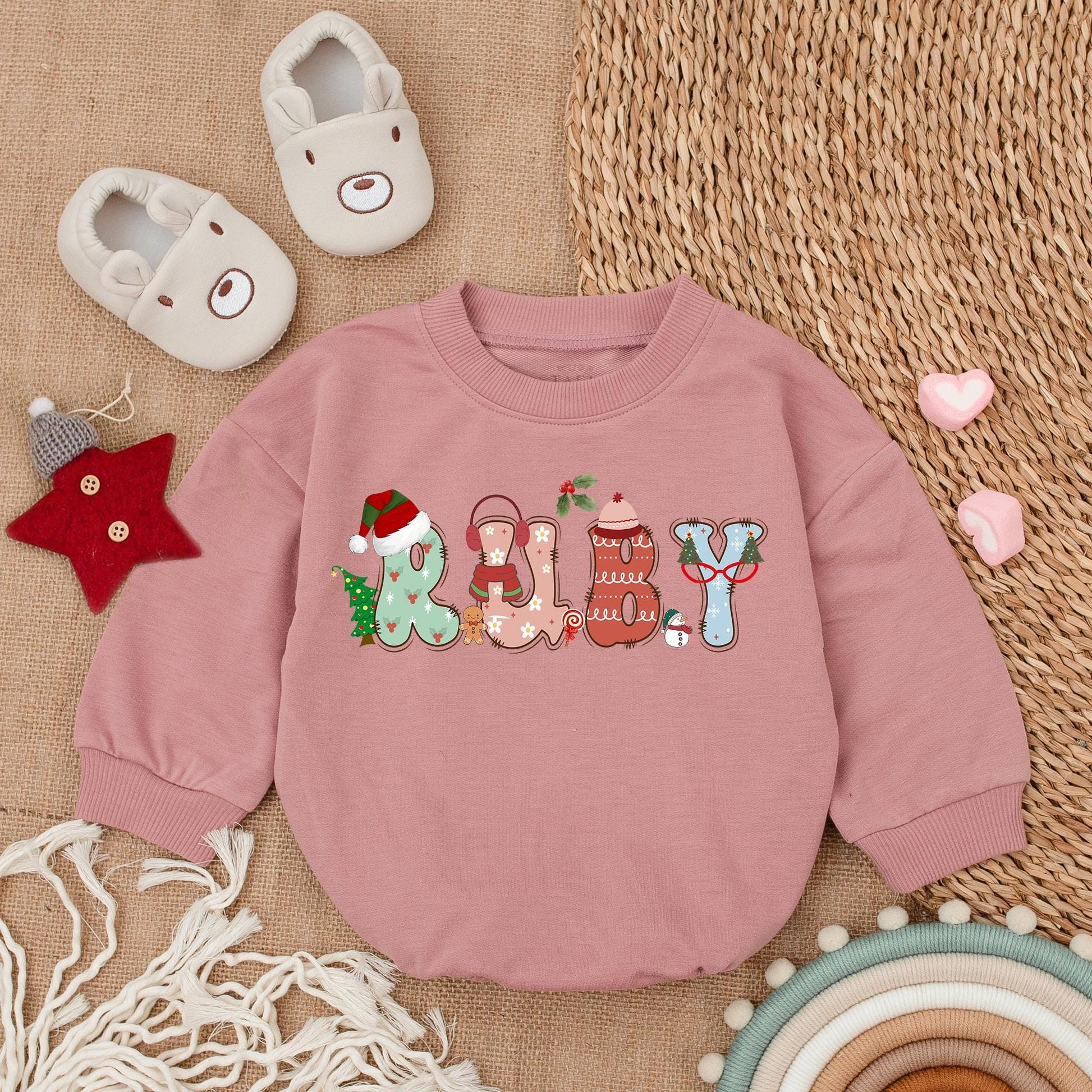 Personalized Christmas Baby Romper & Cozy Holiday Outfit Set