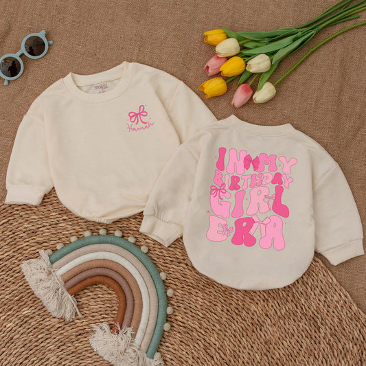 Birthday Girl Pink Bow Romper: Personalized Infant Celebration Outfit