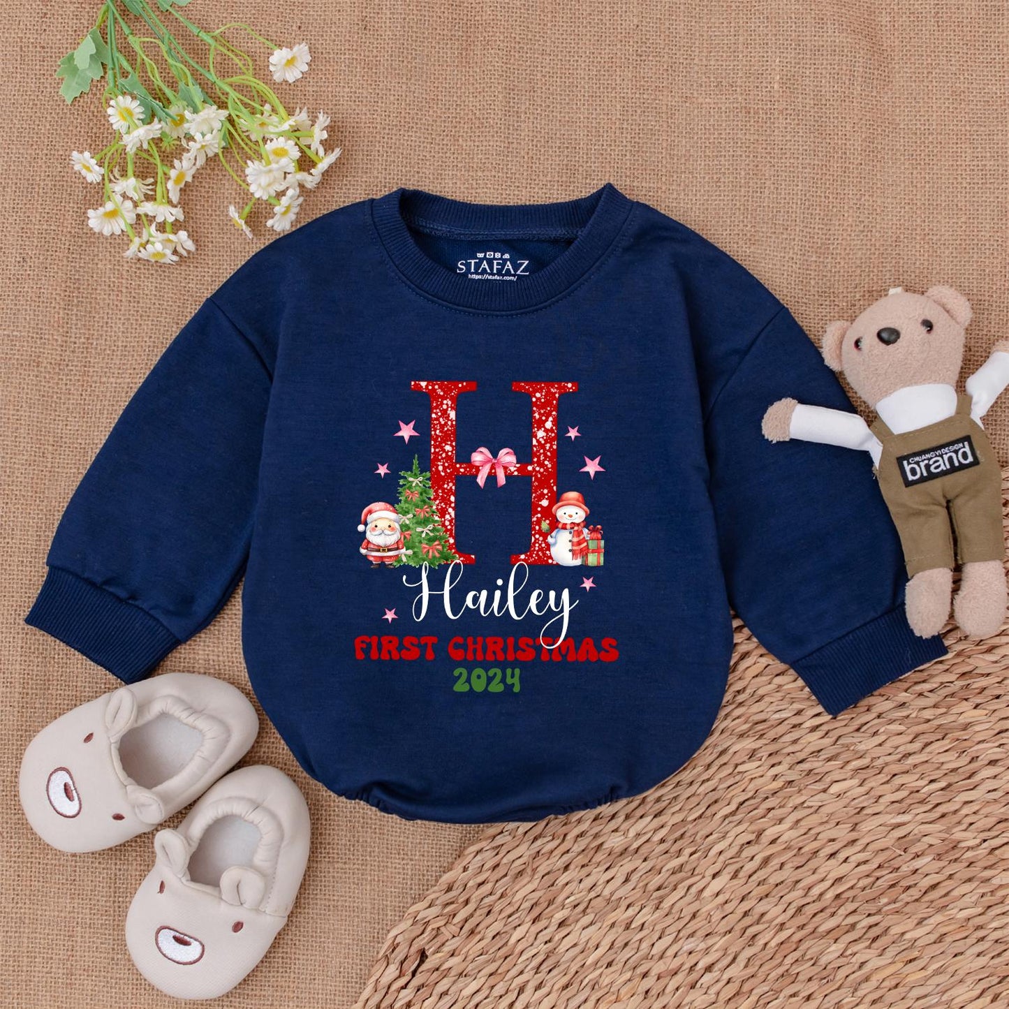 Baby's 1st Christmas Romper: Personalized Holiday Bodysuit Gift