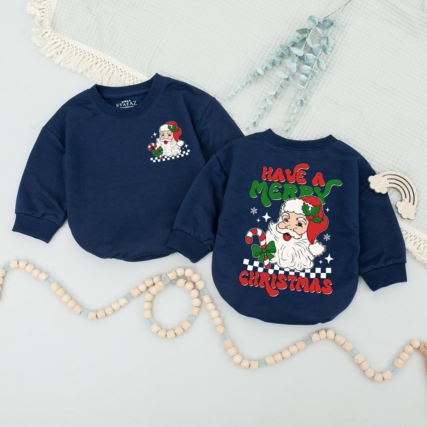 Retro Santa Christmas Sweatshirt, Mommy & Me Matching Holiday Outfit  