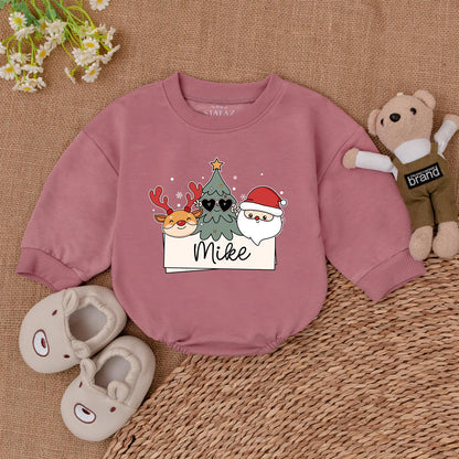 Personalized Xmas Romper - Retro Santa Baby Bodysuit Gift Idea  
