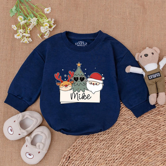 Personalized Xmas Romper - Retro Santa Baby Bodysuit Gift Idea  