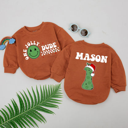 Retro Christmas Baby Romper: Personalized 1st Xmas & Shower Gift