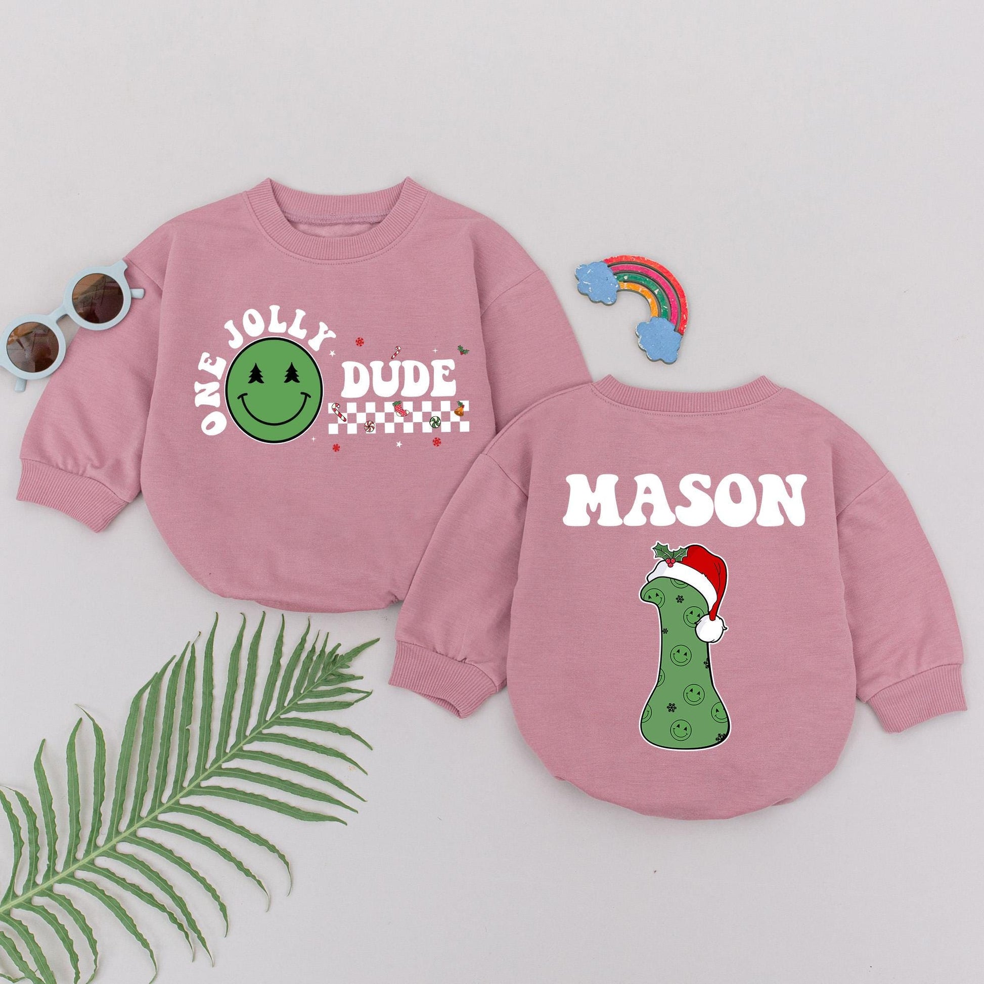Retro Christmas Baby Romper: Personalized 1st Xmas & Shower Gift