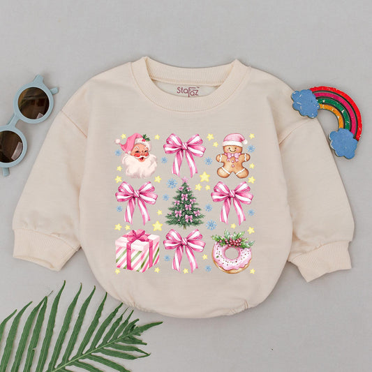 1st Christmas Baby Romper, Xmas Outfit, Newborn Girls Gift