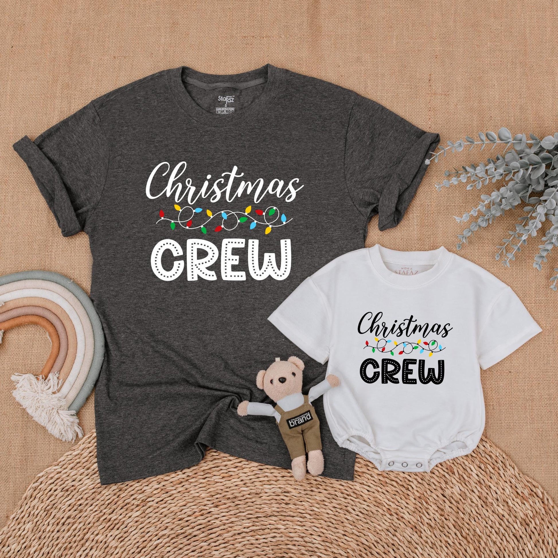 Christmas Crew Matching Family Shirts Festive Lights Design Festive Family Outfits Baby Toddler Mama Papa