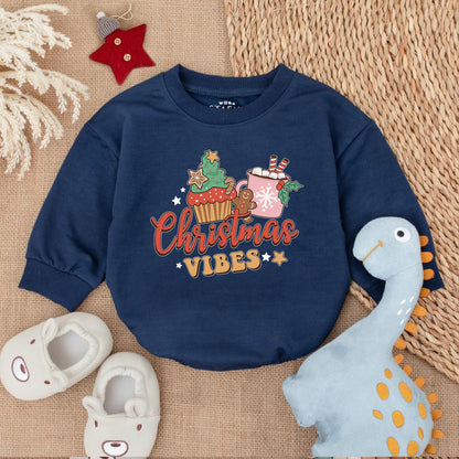 Cozy Christmas Baby Bubble Romper and Bodysuit Outfit Set