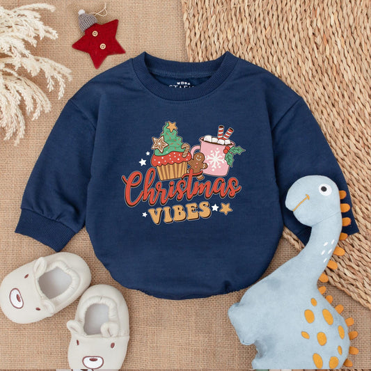 Cozy Christmas Baby Bubble Romper and Bodysuit Outfit Set