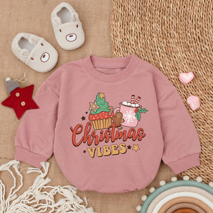 Cozy Christmas Baby Bubble Romper and Bodysuit Outfit Set