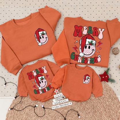 Groovy Smiley Leopard Christmas Sweatshirt | Family Holiday Outfit