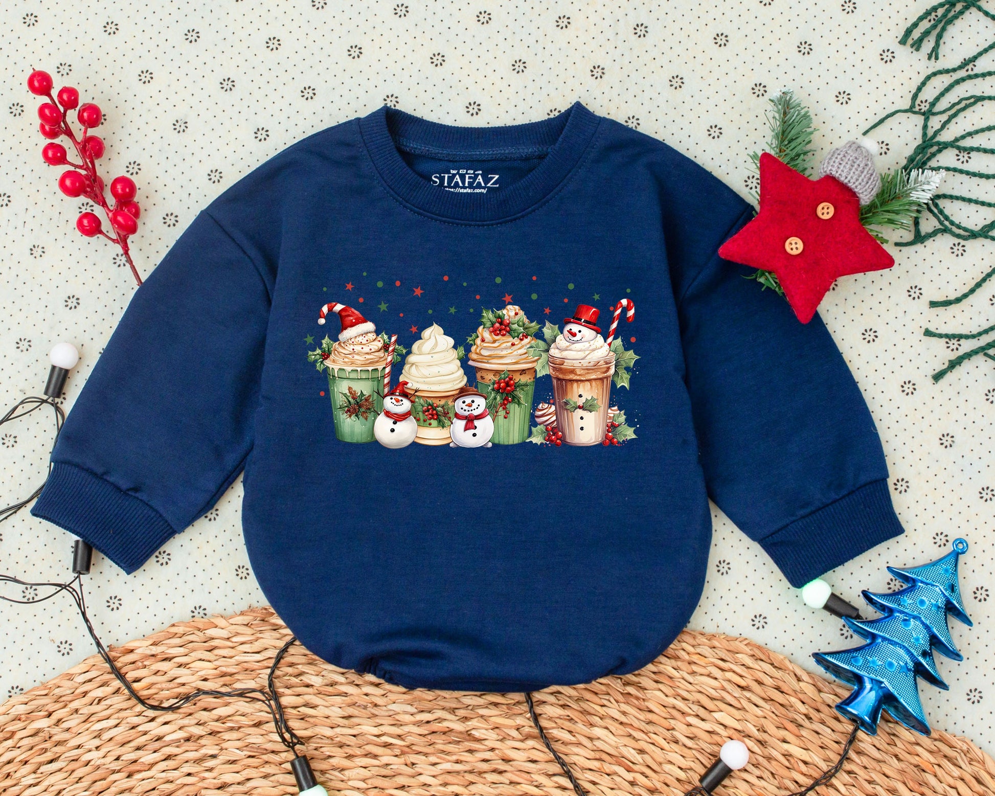 Holiday Coffee Baby Romper: Infant Christmas Outfit, Toddler Sweatshirt