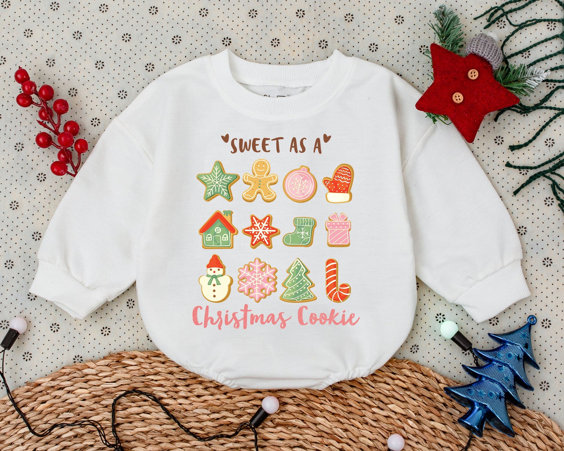 Vintage Christmas Baby Romper & Sweatshirt: Cute Holiday Outfit