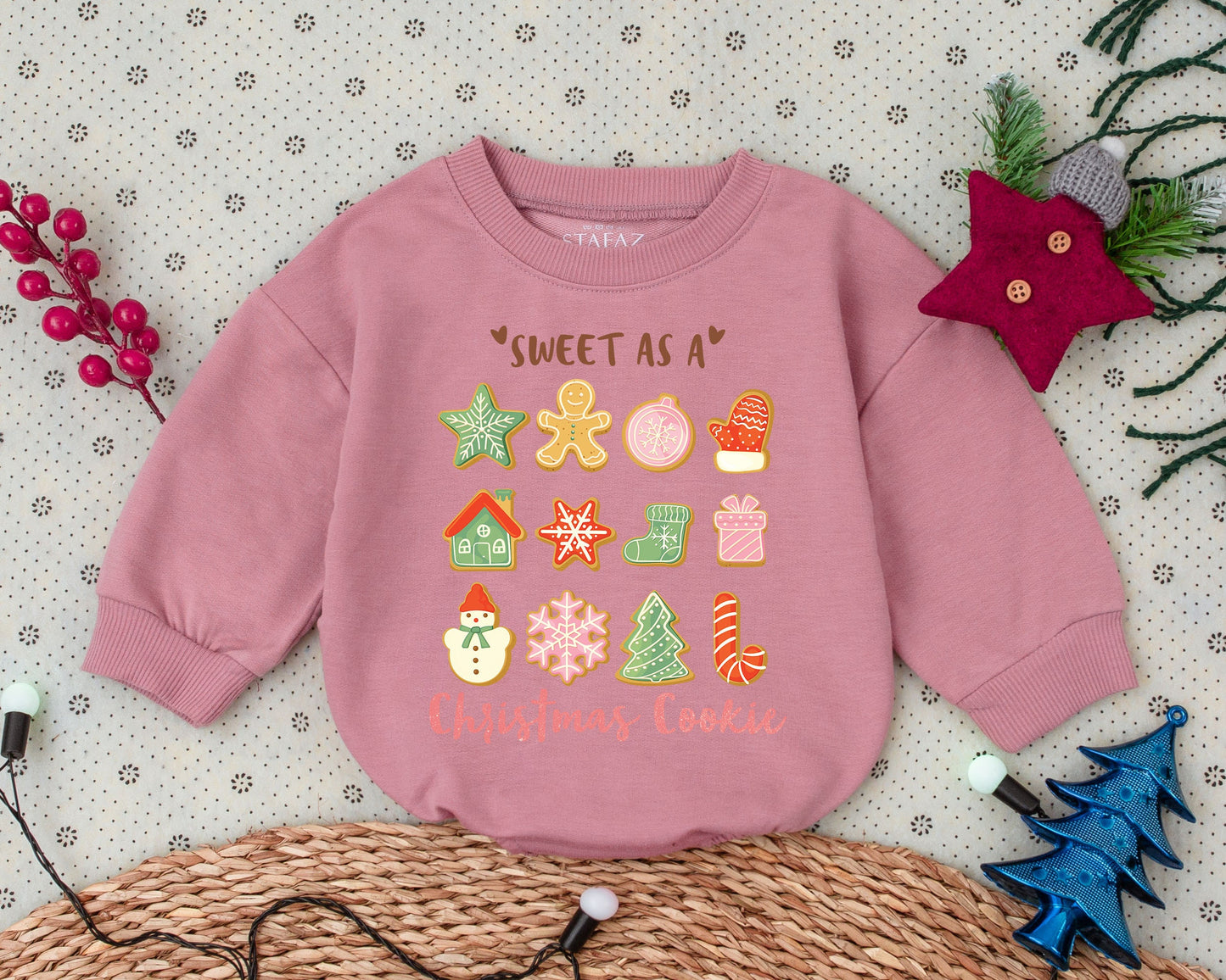 Vintage Christmas Baby Romper & Sweatshirt: Cute Holiday Outfit