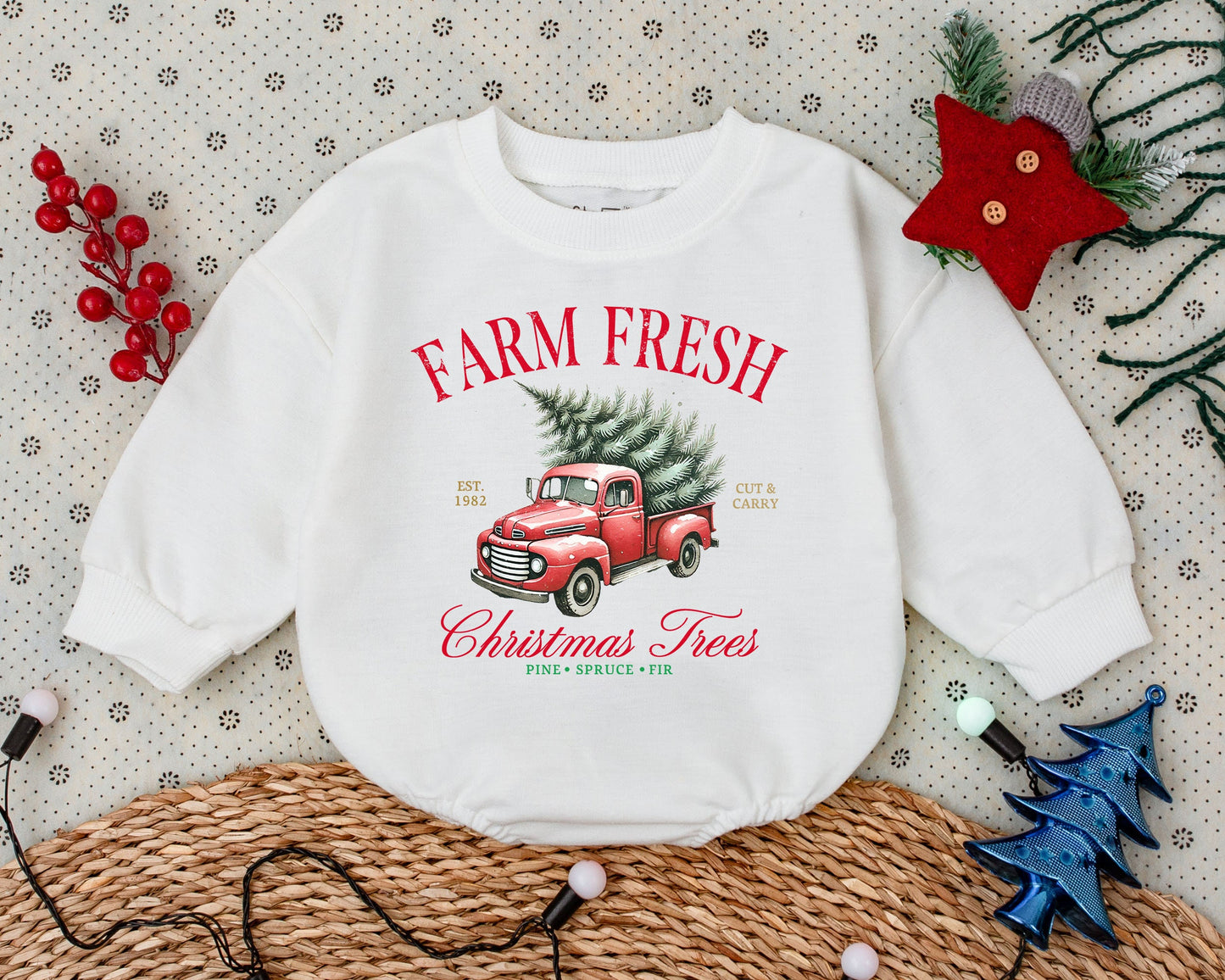 Christmas Truck Romper: Baby Shower Gift & First Holiday Outfit