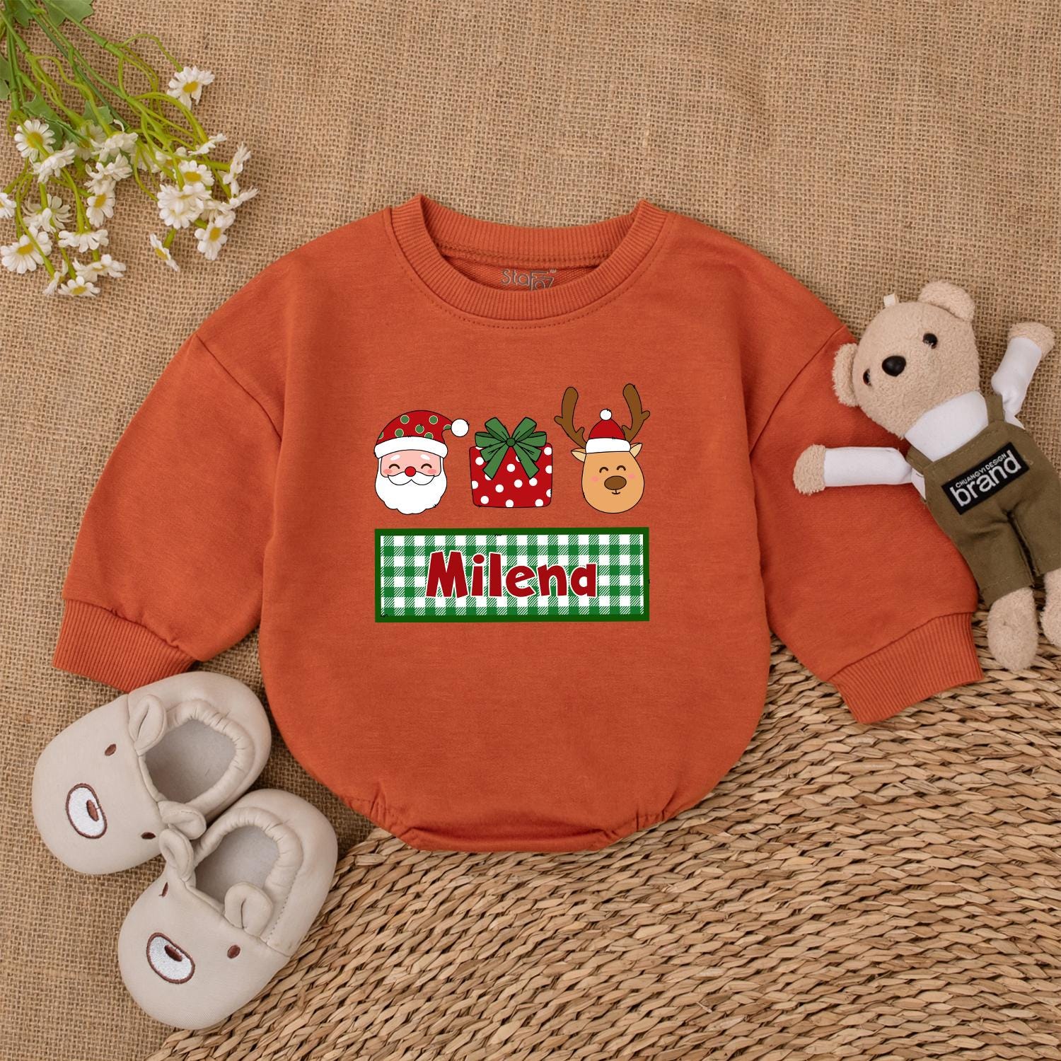 Custom Christmas Baby Romper | 1st Holiday Outfit & Baby Shower Gift