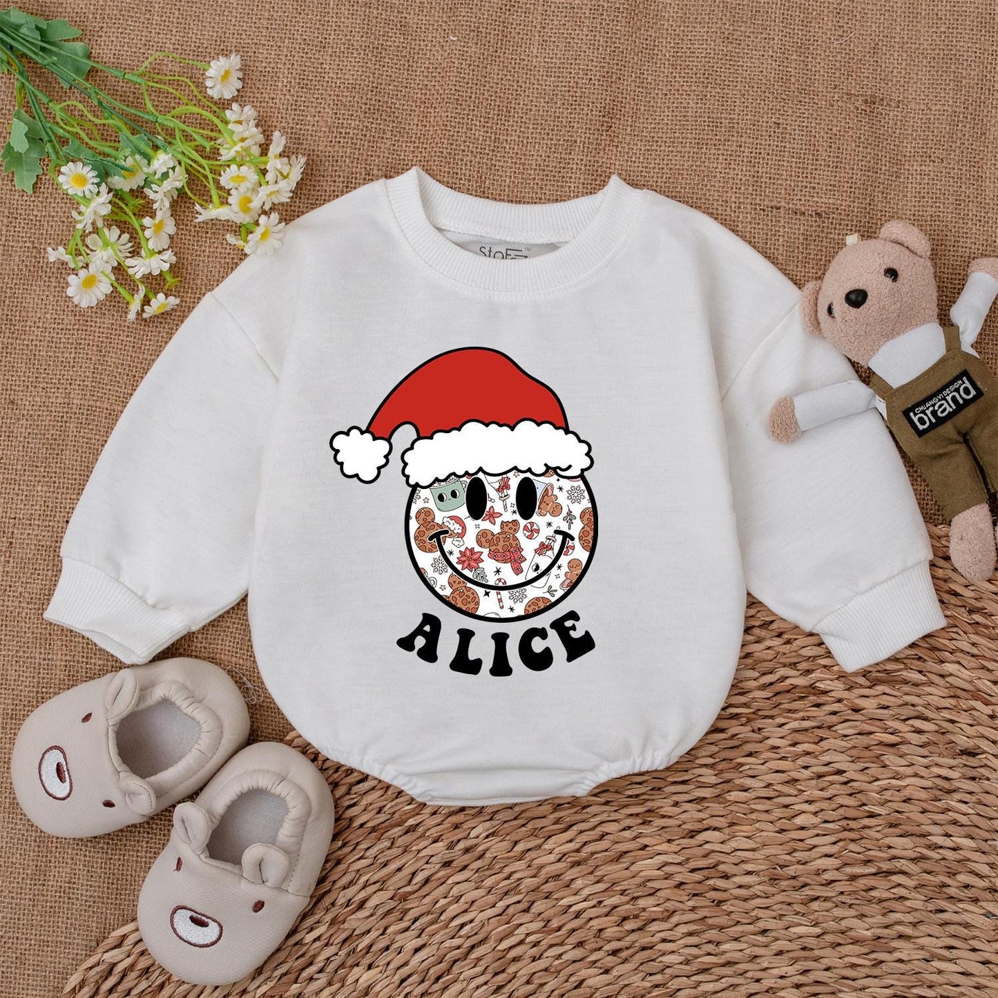 First Christmas Bubble Romper – Personalized Baby Bodysuit Gift