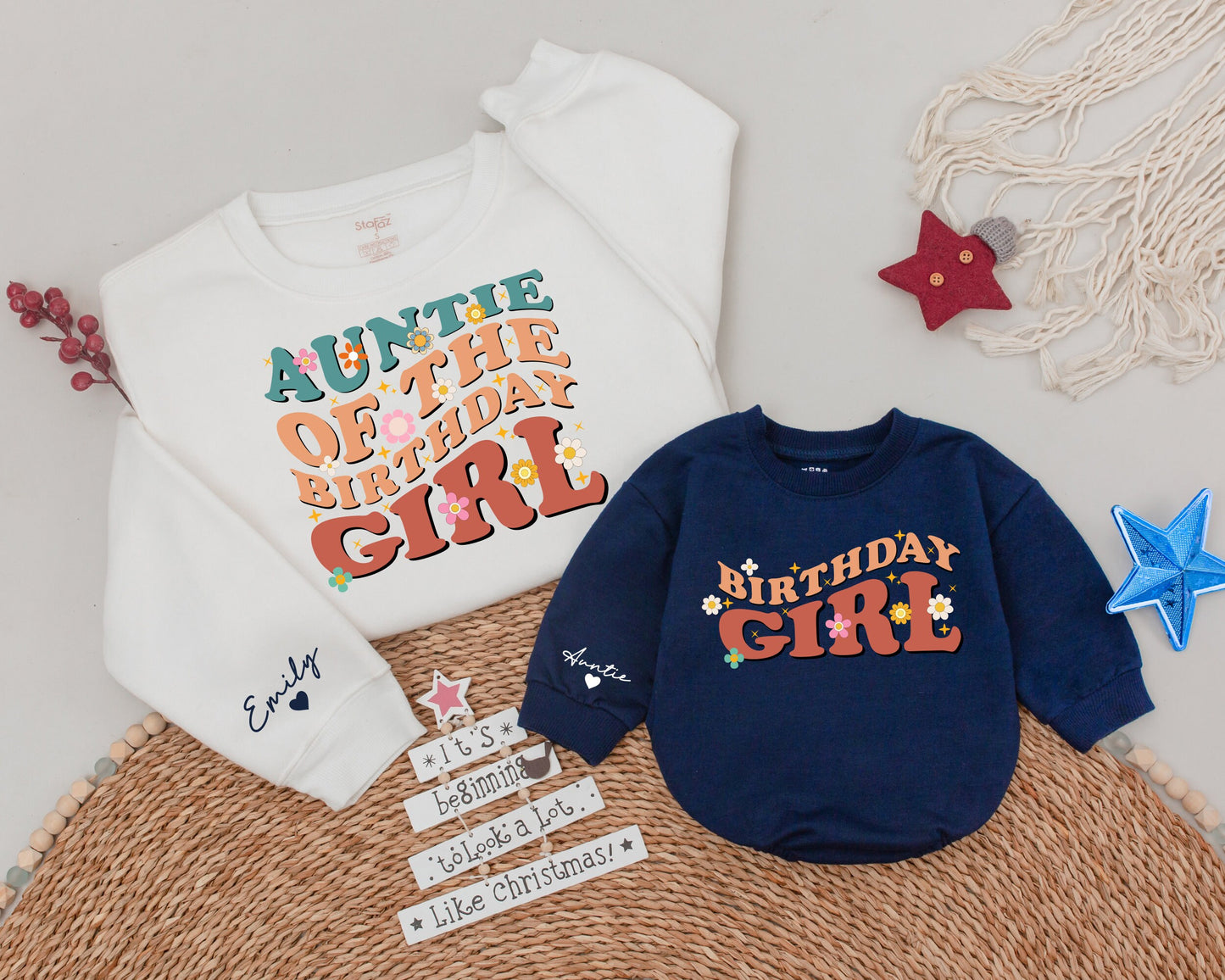 Auntie & Niece Birthday Matching Outfit, Gift Sweatshirt Set