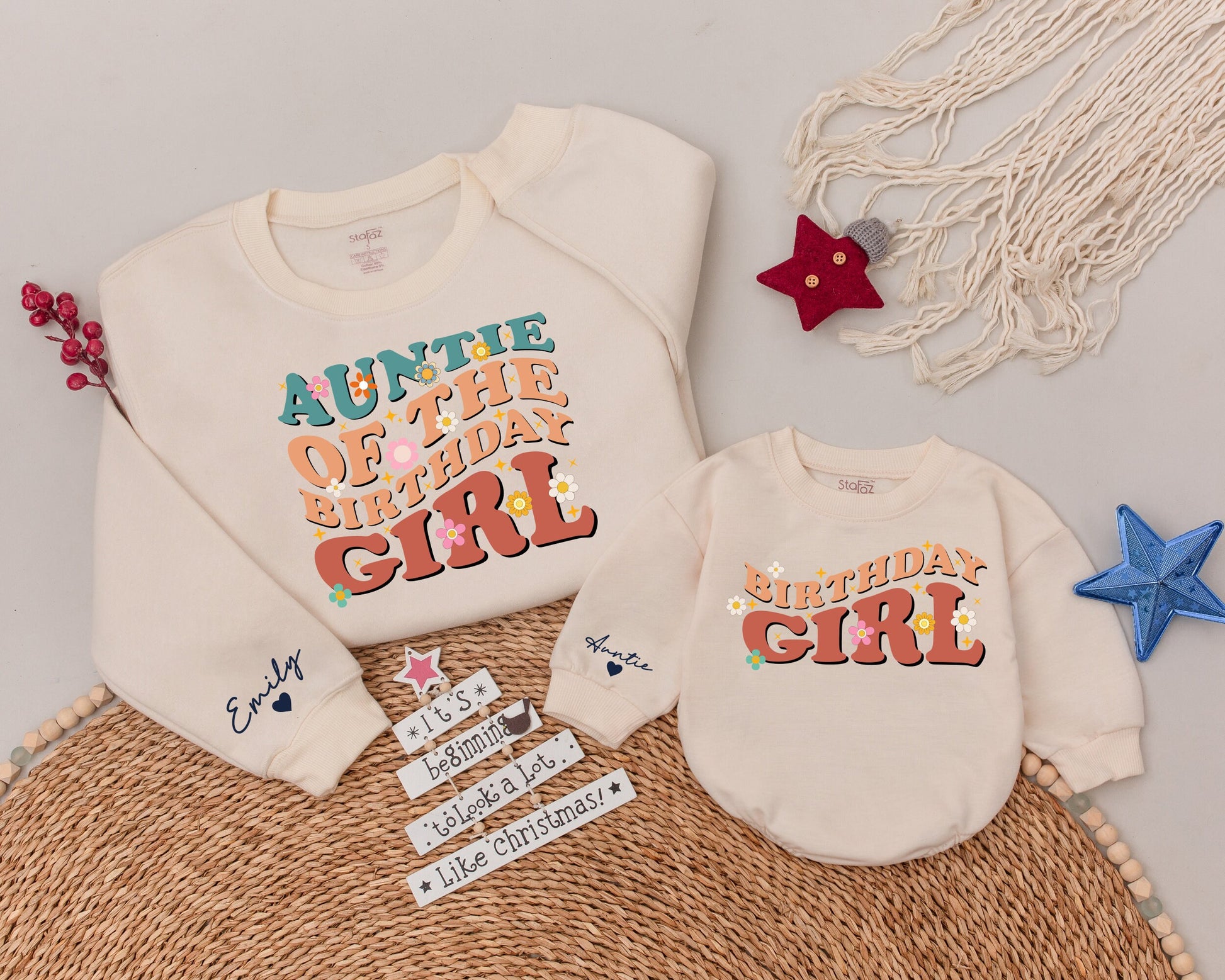 Auntie & Niece Birthday Matching Outfit, Gift Sweatshirt Set