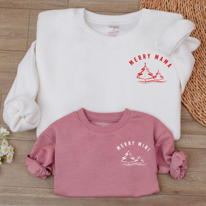 Matching Merry Mama & Mini Xmas Sweatshirts, Family Christmas Outfits