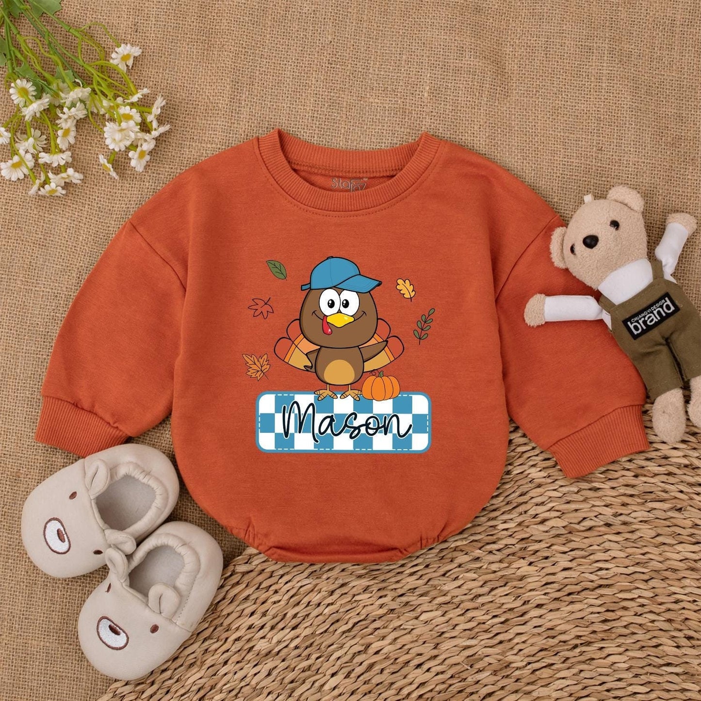 Custom Thanksgiving Baby Romper - Fall Personalized Newborn Outfit