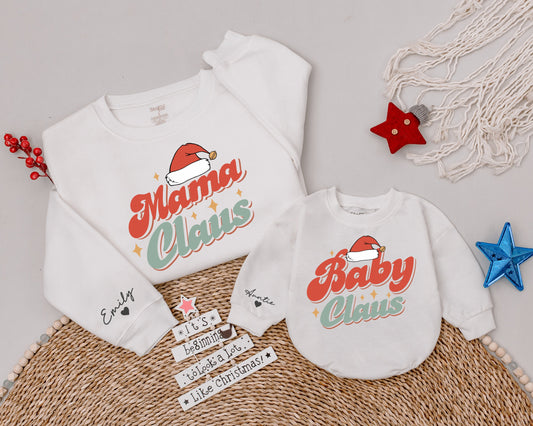 Matching Family Christmas Shirts: Mama, Baby Claus Outfit, Holiday Tee