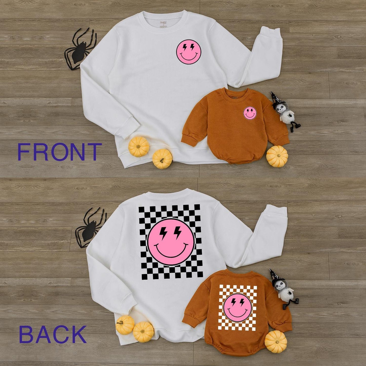 Happy Face Romper & Checkered Sweatshirt: Cute Baby Shower Gift