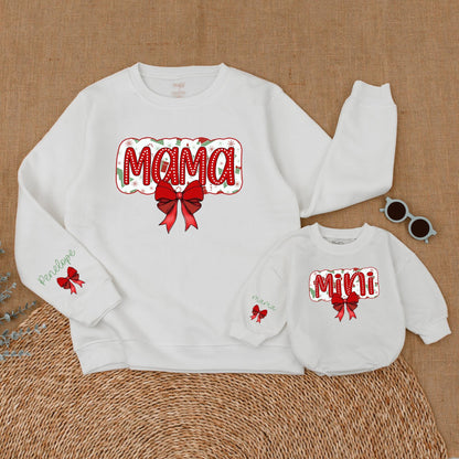 Mama & Mini Christmas Bow Sweatshirt Set: Adorable Holiday Outfits