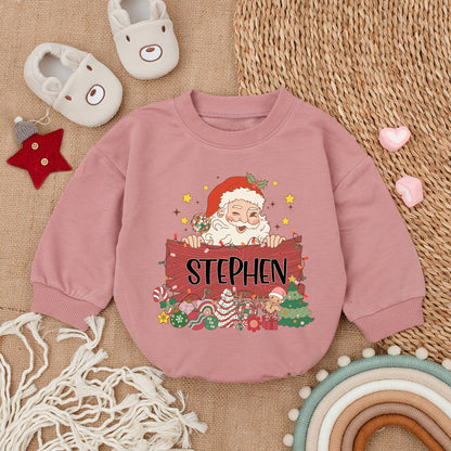 Personalized Baby Christmas Romper, Baby's First Festive Outfit