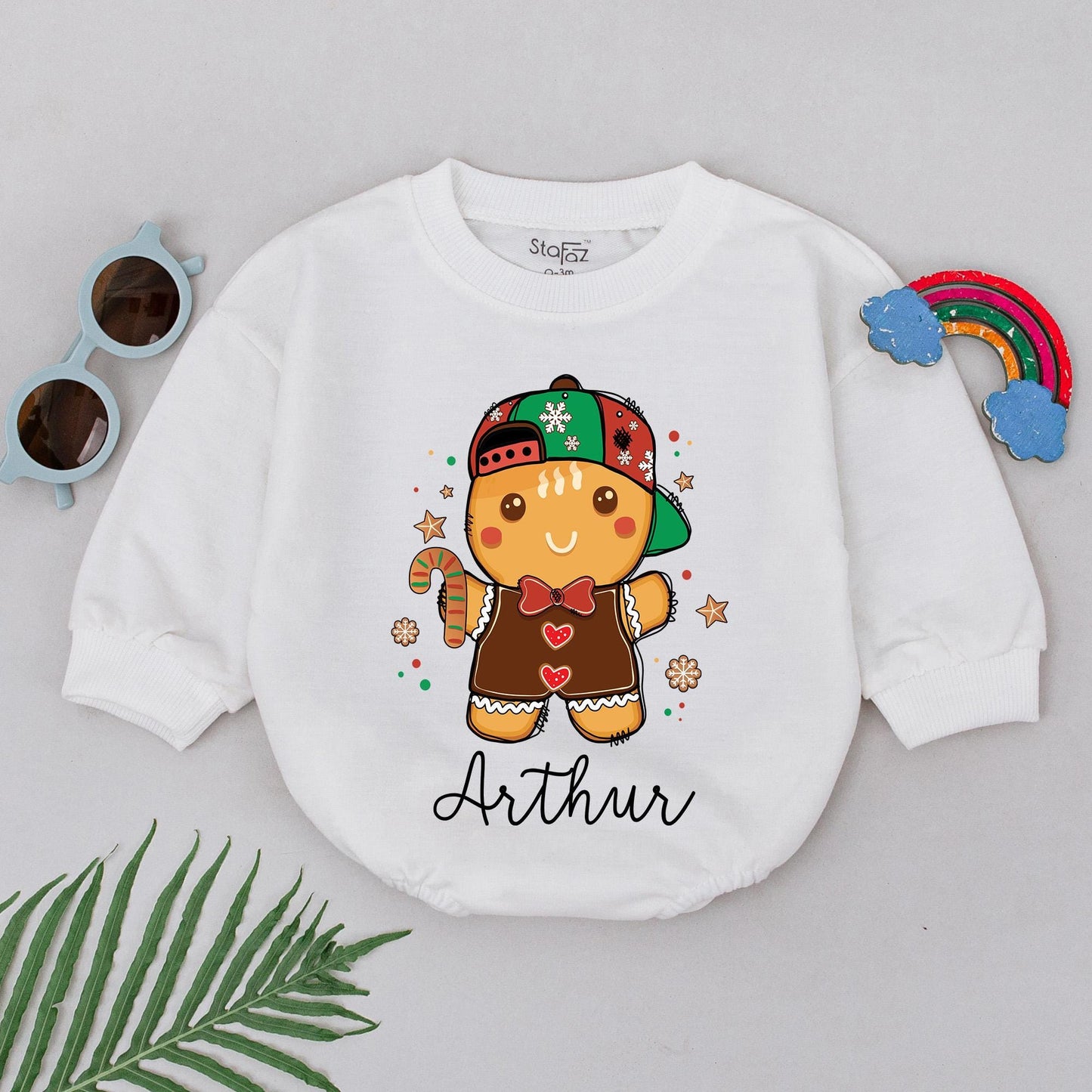 Custom Name Christmas Romper, Newborn Outfit, Baby Shower Gift