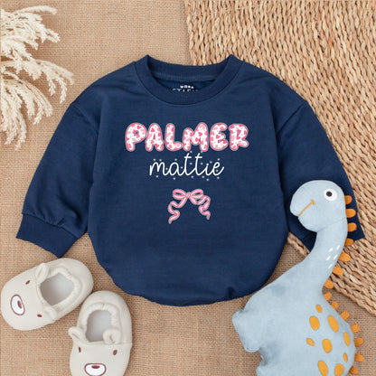 Custom Blue Baby Romper Sweatshirt - Oversized & Personalized