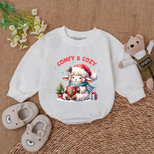 Retro Christmas Baby Romper: Cozy & Cute 1st Holiday Outfit