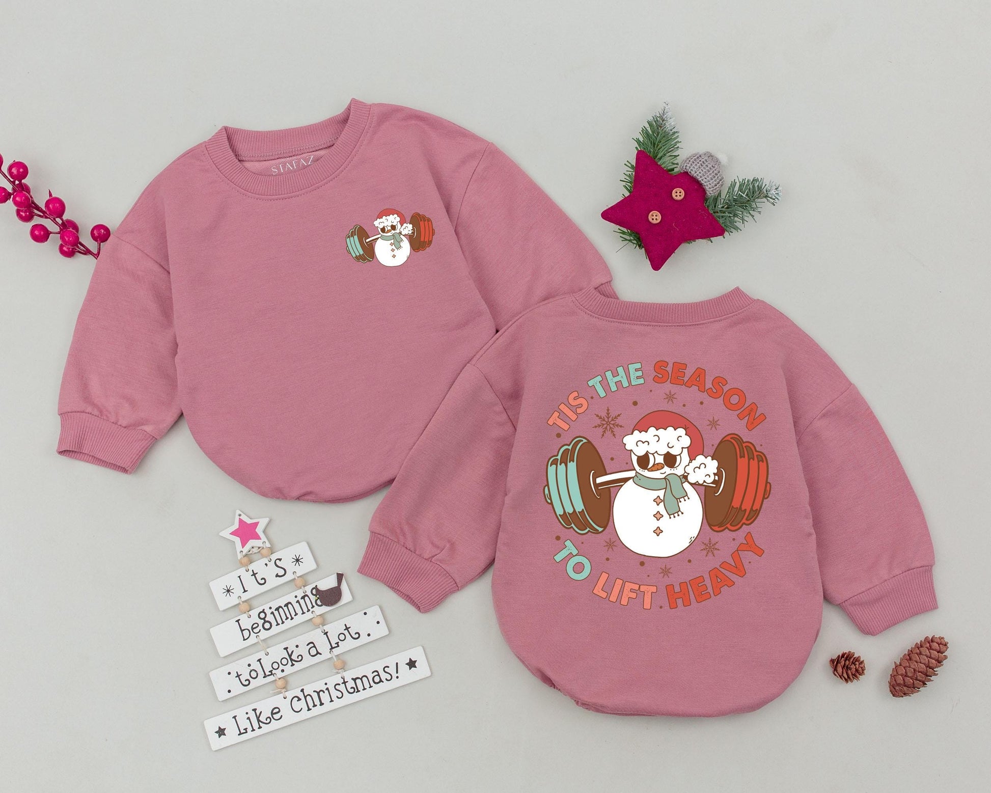 Baby's First Christmas Retro Snowman Bubble Romper 'Tis the Season Lift Outfit Festive Newborn Baby Shower Gift Brown Red Teal Holiday Clothes