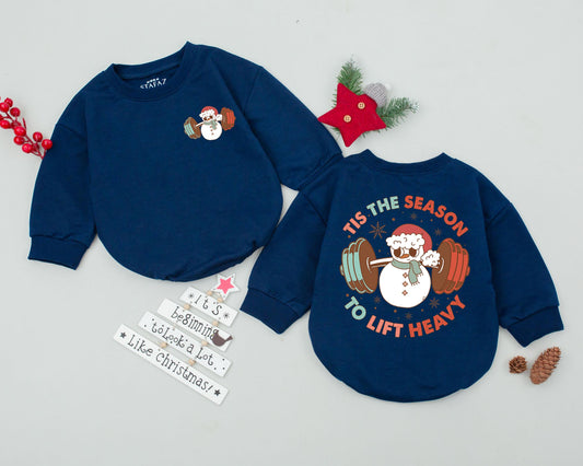Baby's First Christmas Retro Snowman Bubble Romper 'Tis the Season Lift Outfit Festive Newborn Baby Shower Gift Brown Red Teal Holiday Clothes
