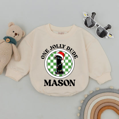 Personalized Holly Jolly Family Christmas Sweatshirt & Baby Romper Set, Custom Name New Parents Holiday Outfit Gift