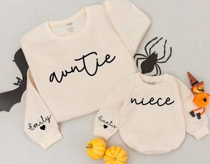 Auntie & Niece Matching Sweatshirts, Personalized Christmas Gift Set