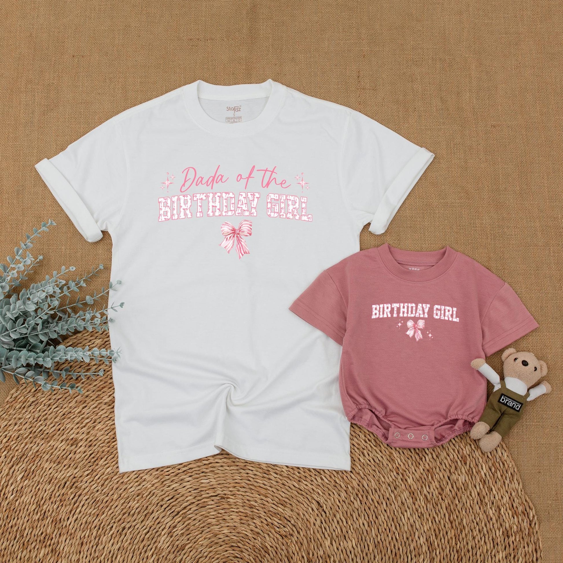 Pink Bow 1st Birthday Family Set: Mommy & Baby Matching Outfits