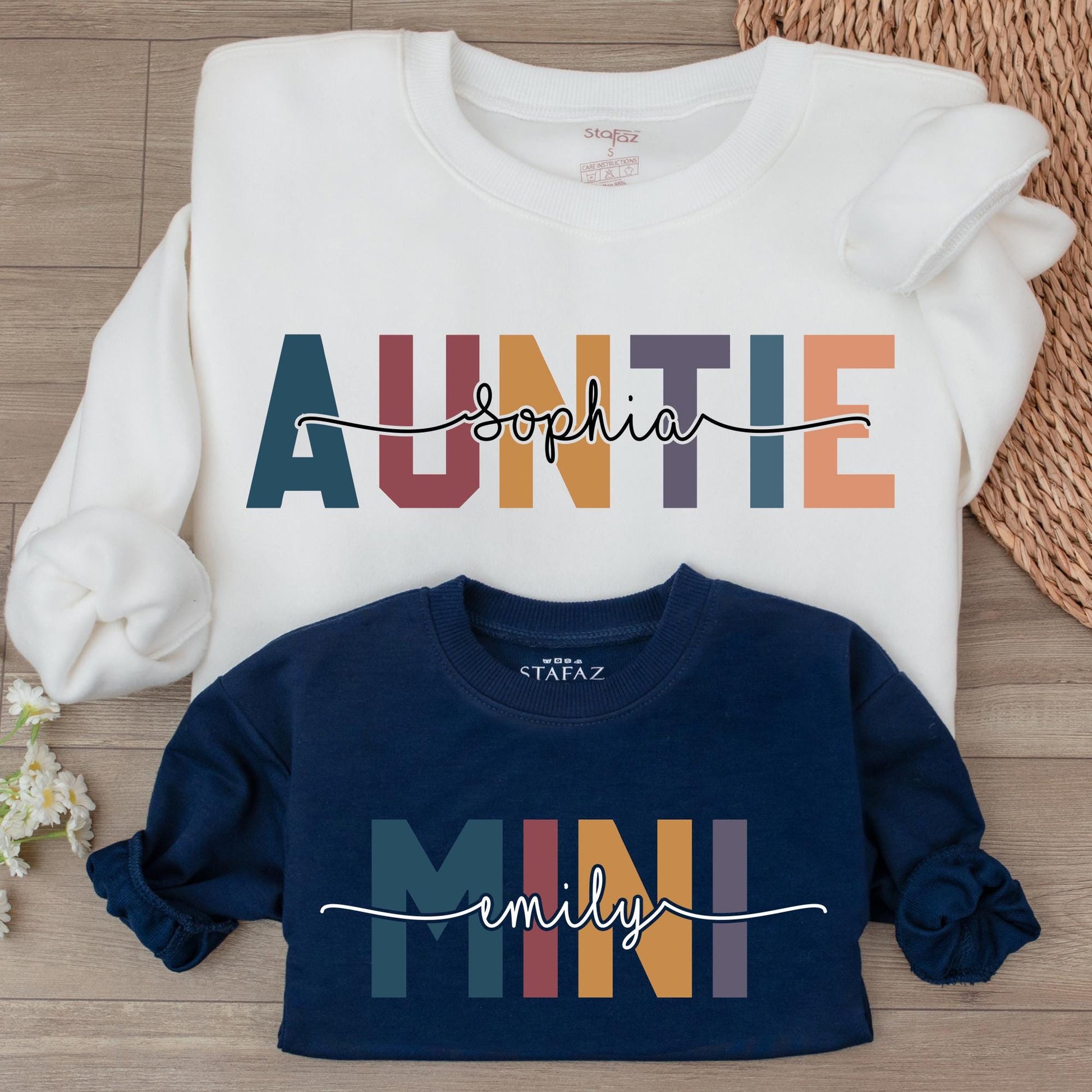 Matching Retro Auntie & Mini Sweatshirt Set - Perfect Gift for Families