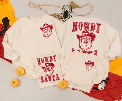Howdy Santa Christmas Sweatshirt Toddler Outfit, Retro Cowboy Xmas Kids Romper, Cute Western Holiday Sweater, Baby Gift, Merry Christmas Y'all Clothing