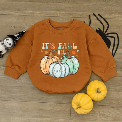 Autumn Baby Romper: Thanksgiving & Halloween Pumpkin Outfit