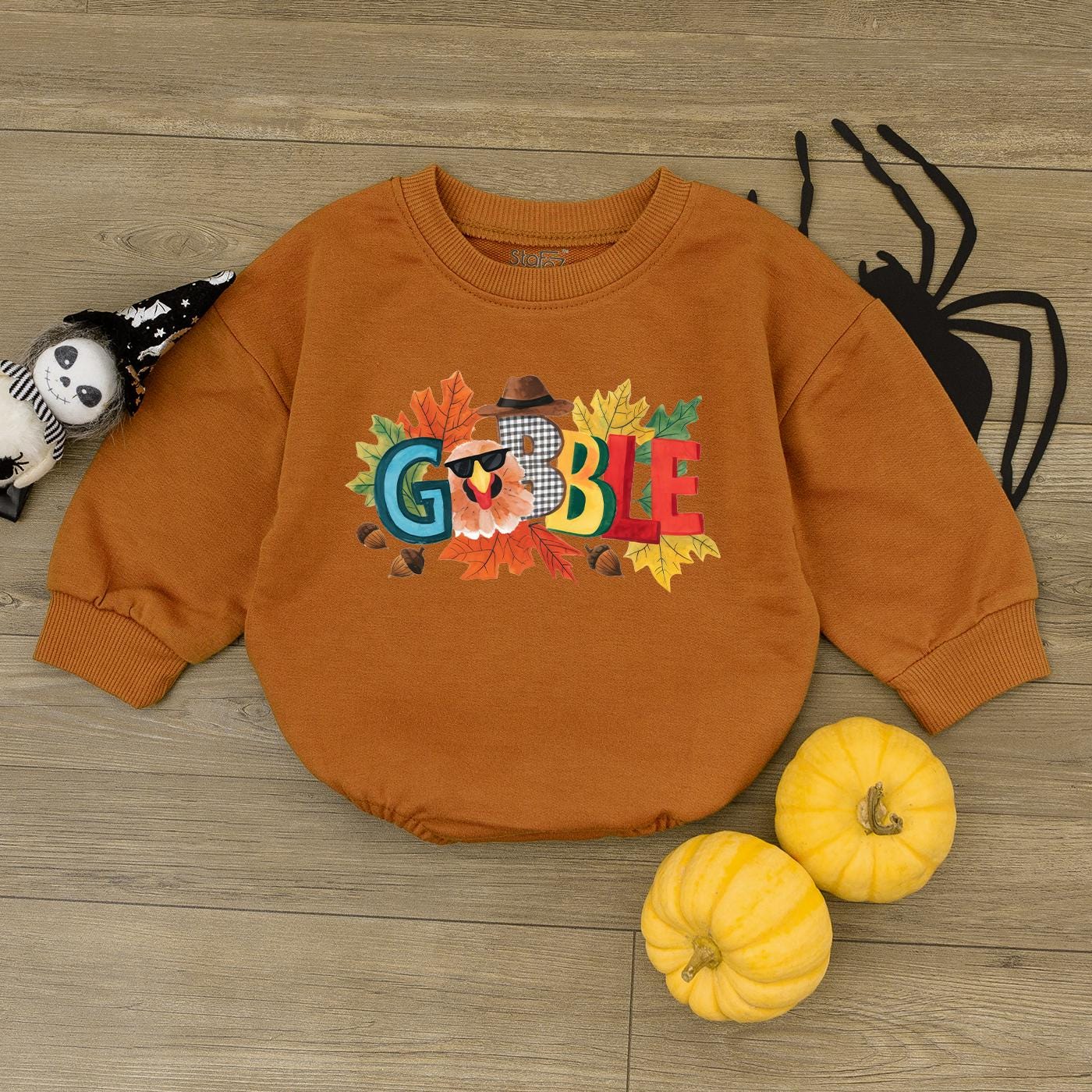 First Thanksgiving Baby Outfit: Pumpkin Romper & Turkey Day Sweatshirt