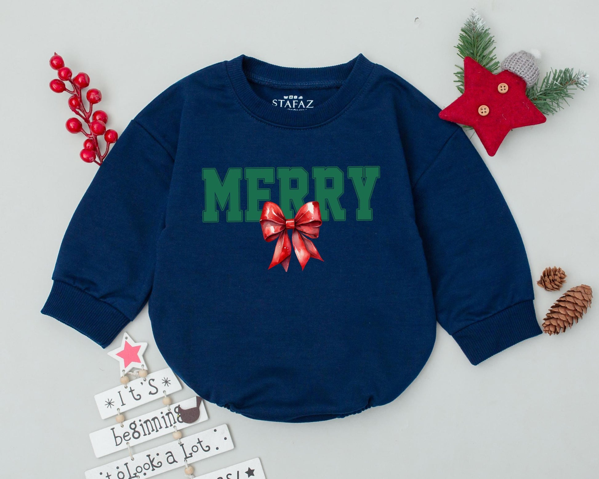 Festive Bow Romper: Newborn Holiday Outfit & Baby Shower Gift