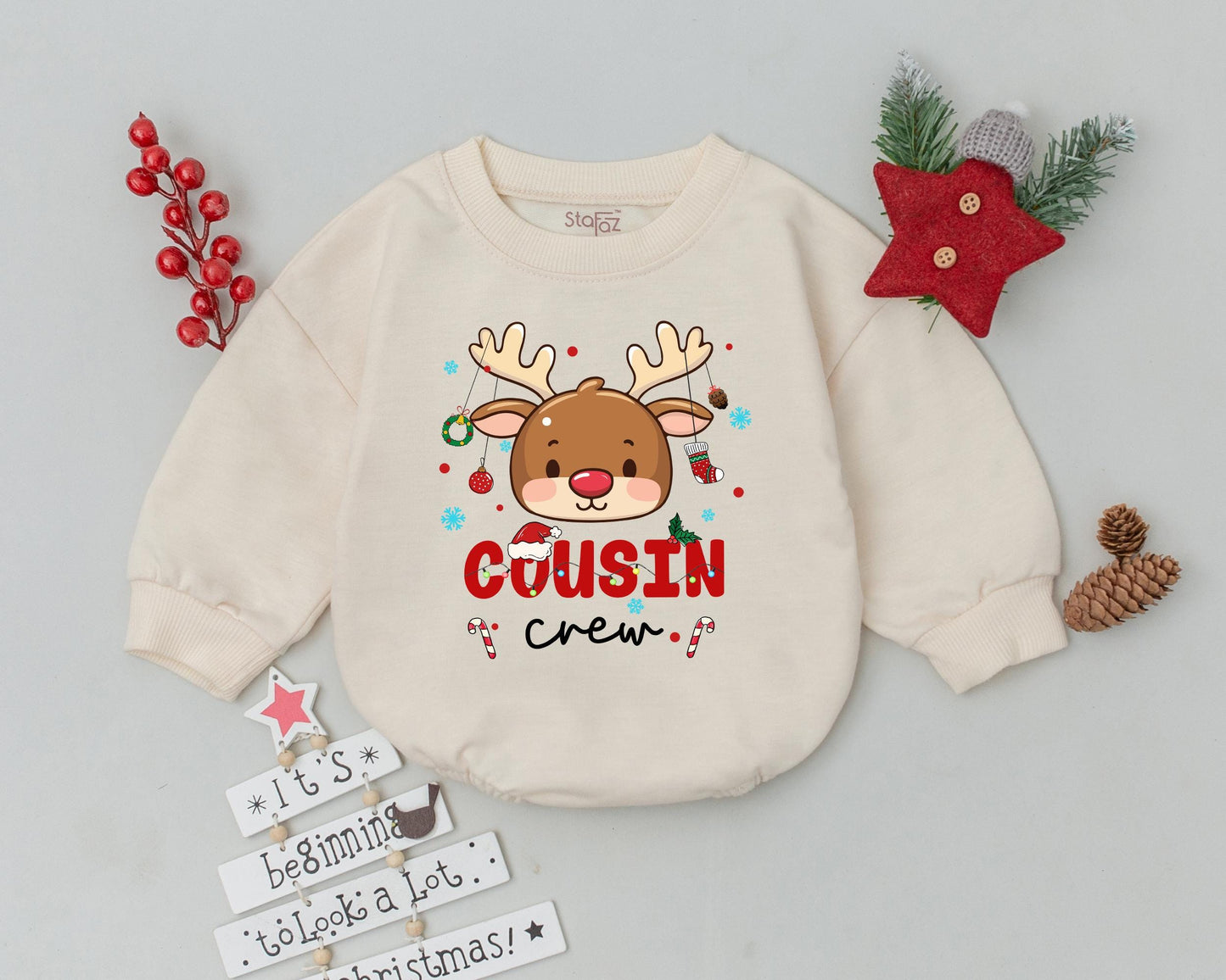 Festive Reindeer Baby Romper: Christmas Outfit & Baby Shower Gift