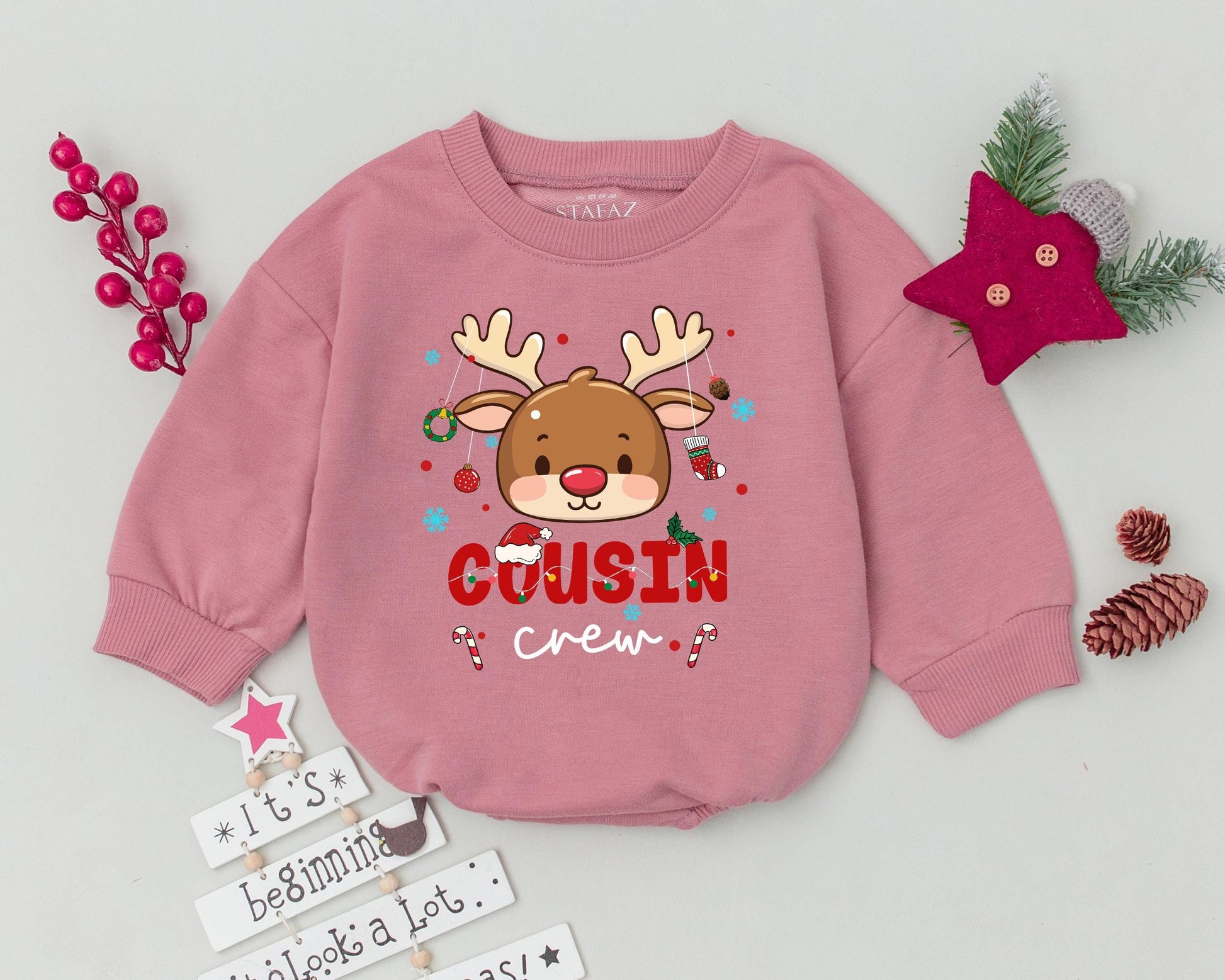 Festive Reindeer Baby Romper: Christmas Outfit & Baby Shower Gift