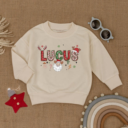 Personalized Western Christmas Sweatshirt: Candy Cane Name Santa Cactus Toddler Shirt, Holiday Baby Shower Gift, Cozy Outfit, Fun Xmas Colors