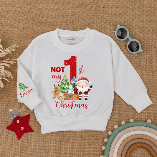 Festive 1st Christmas Toddler Sweatshirt: NOT My Christmas! Personalized Holiday Shirt with Santa, Tree & More! Cozy Winter Outfit for Baby Showers (138 chars)
