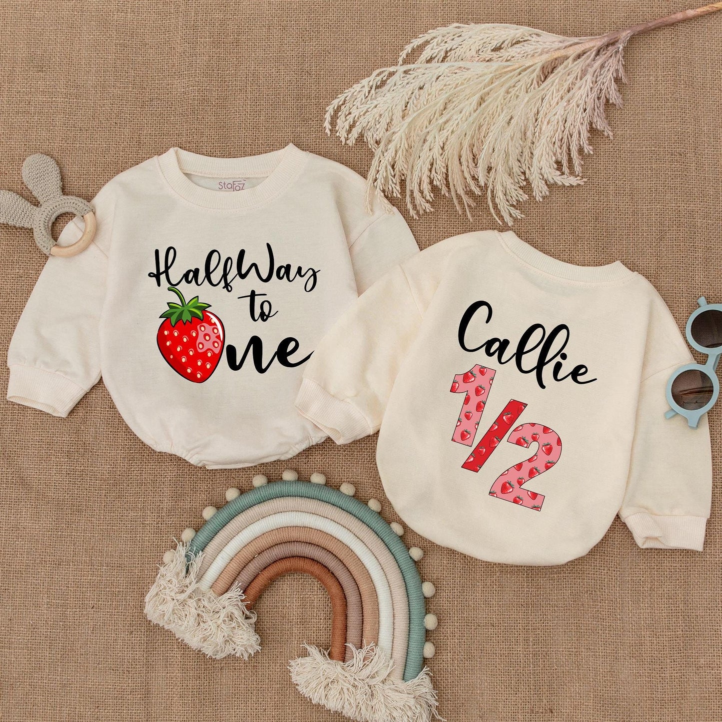 Personalized Boho Berry Birthday Romper - Cute Baby Name Outfit