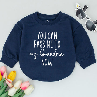 You Can Pass Me To My Grandma Now Baby Romper Funny Newborn Gift for New Grandma Pregnancy Reveal Baby Shower Outfit