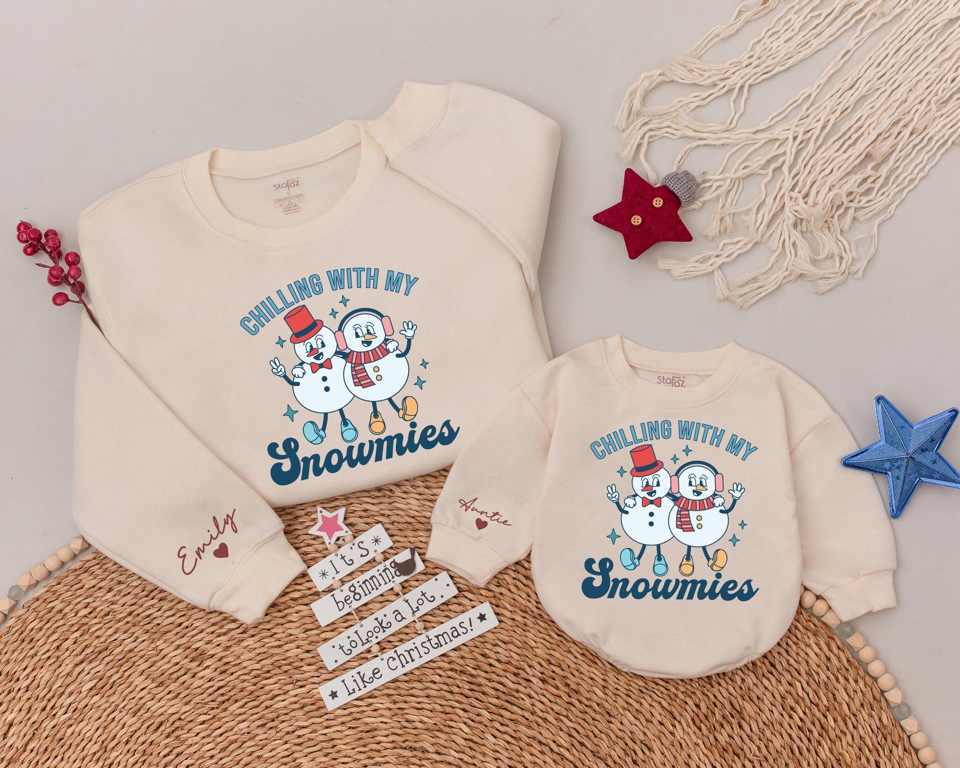 Matching Christmas Shirts: Family, Auntie & Niece Snowman Outfits